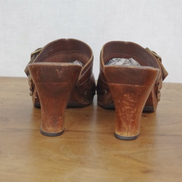 Mia Brown Leather Mule Heel Clog Size 9M - Picture 8 of 9